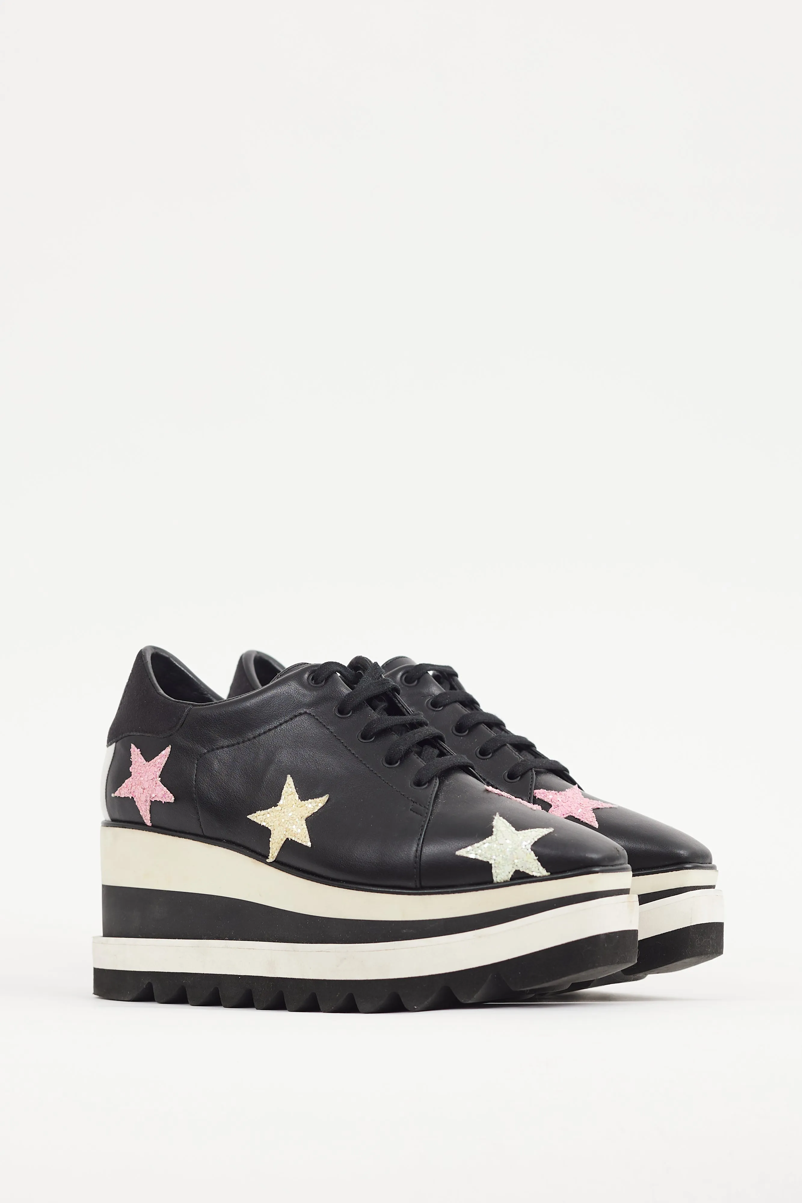 Black & Multicolour Faux Leather Elyse Star Derby