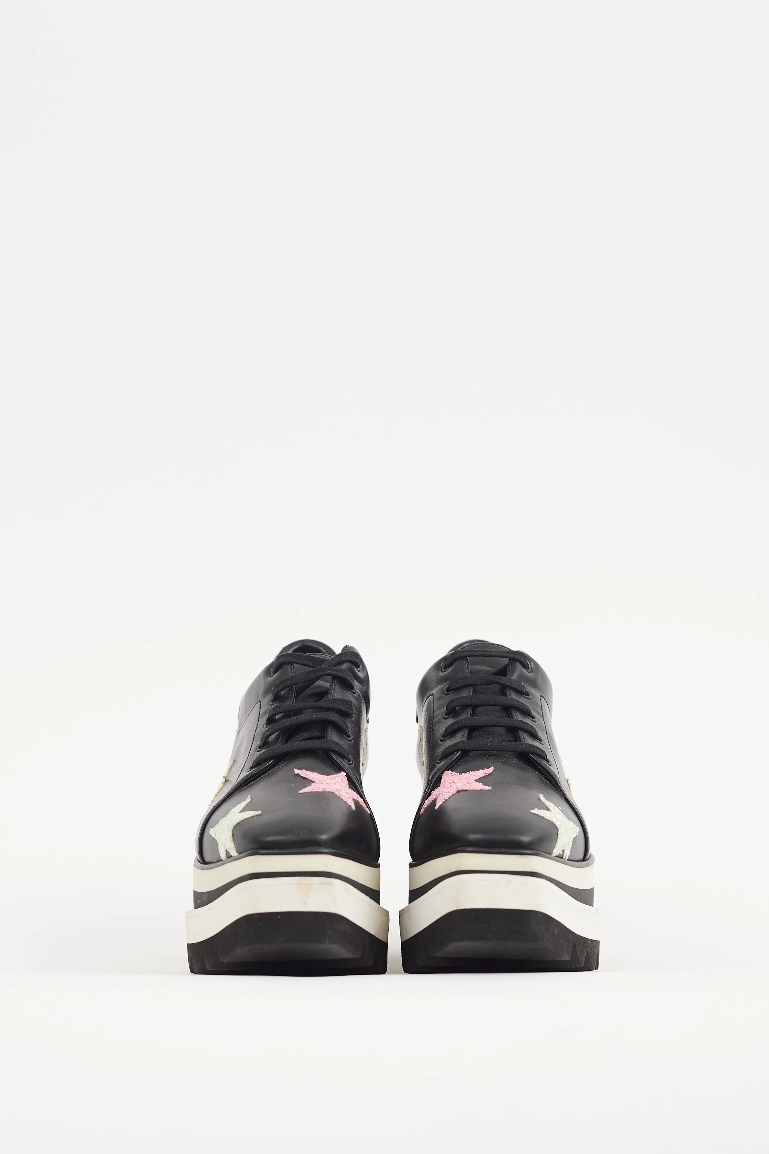 Black & Multicolour Faux Leather Elyse Star Derby