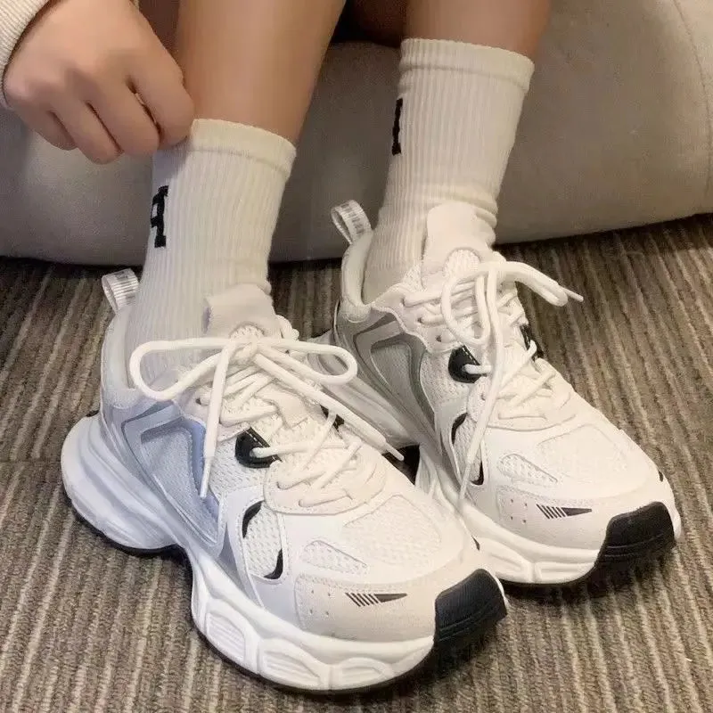Sohiwoo Sneakers Women Platform Flat Shoes Woman Shoes White Casual Trainers Ladies Chunky Sneakers Women Shoes