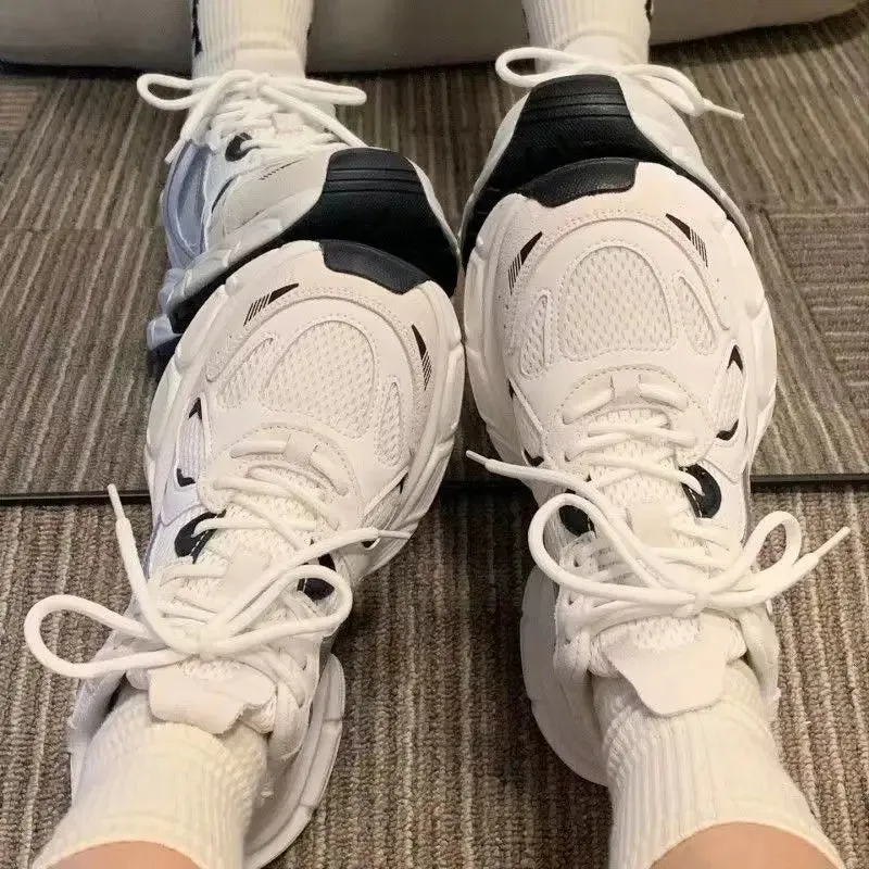 Sohiwoo Sneakers Women Platform Flat Shoes Woman Shoes White Casual Trainers Ladies Chunky Sneakers Women Shoes