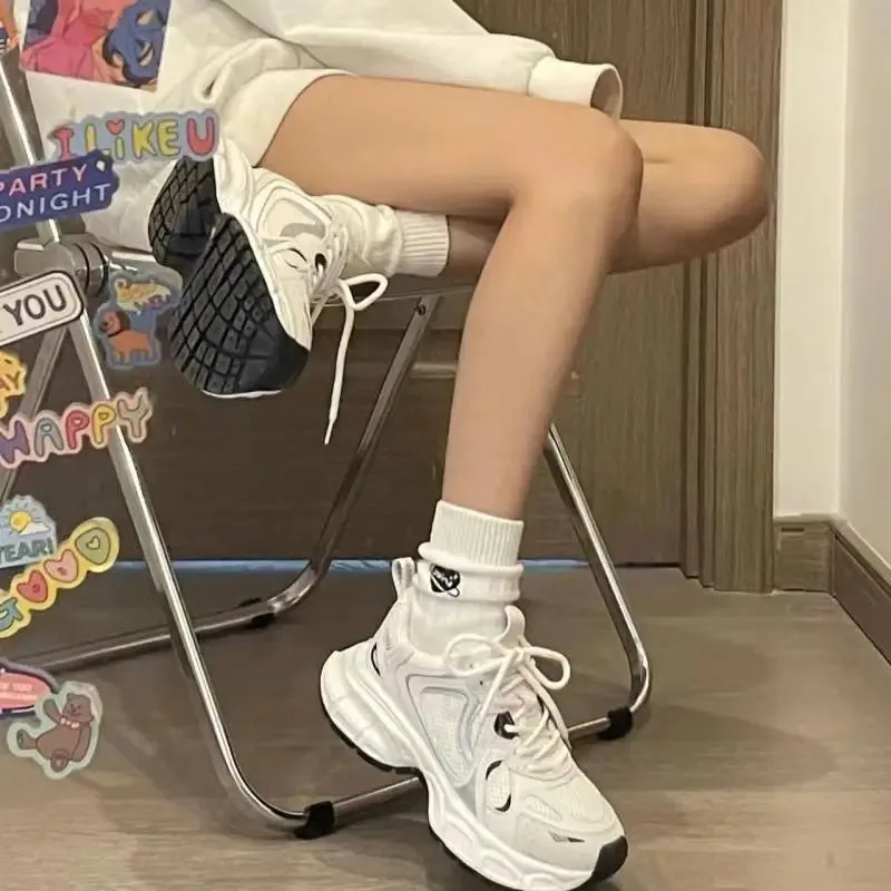 Sohiwoo Sneakers Women Platform Flat Shoes Woman Shoes White Casual Trainers Ladies Chunky Sneakers Women Shoes